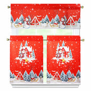 aiwkjdns 3 Piece Christmas Kitchen Window Curtains Set Red Rayon 27.5x36 in