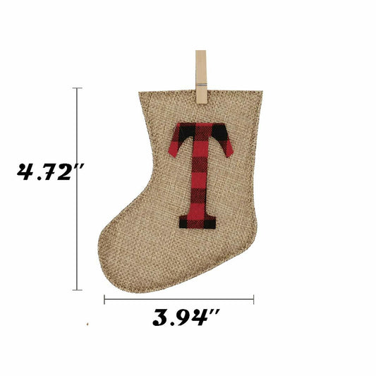 KINNJAS Merry Christmas Burlap Sock Banner 28 Piece Cotton Decoration