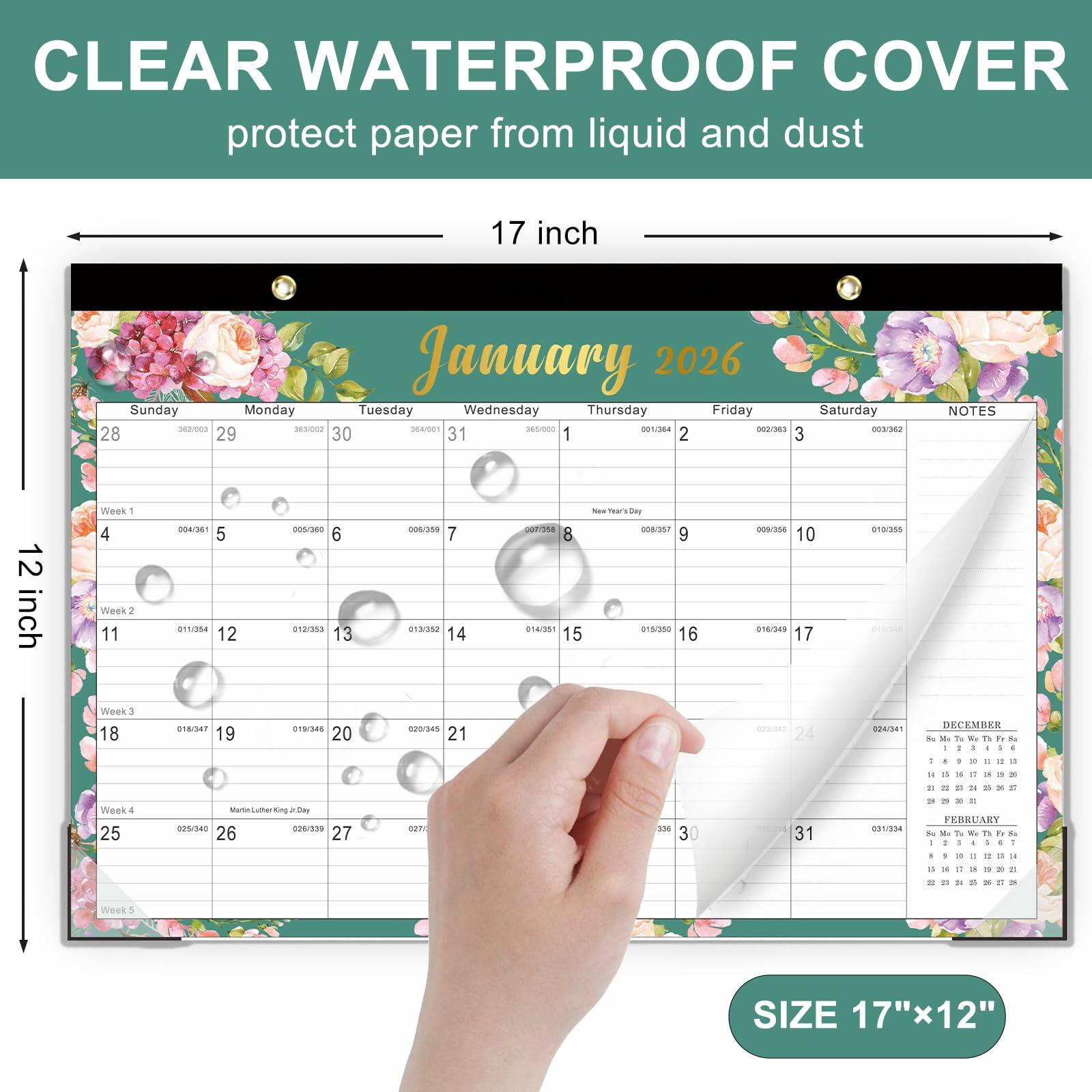 Lbylyhxc 2026 18-Month Desk Calendar Flowers 17x12 inches