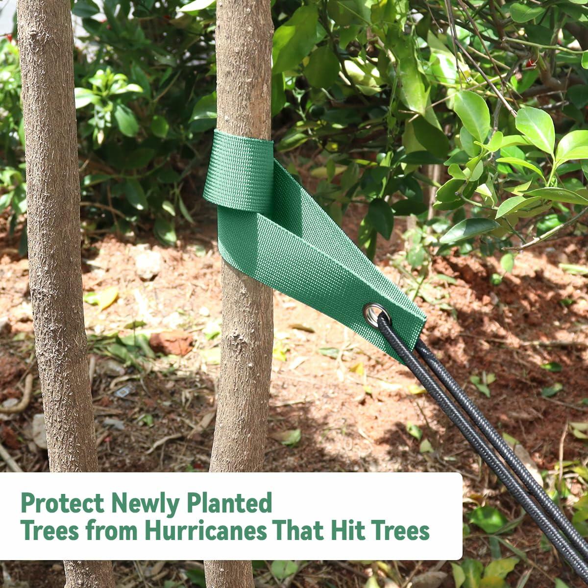 6 PCS Tree Straps 15.7" Green Staking Support Straps with Grommets for Saplings