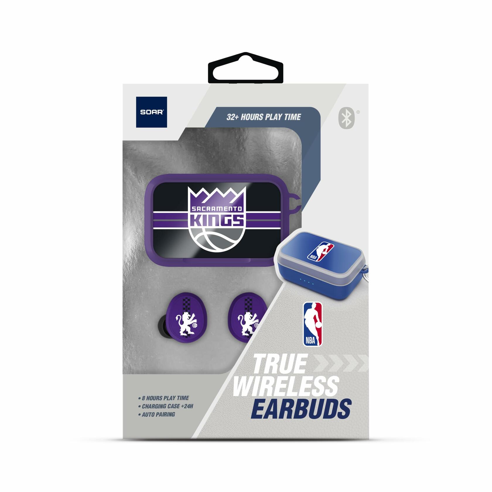 SOAR NBA Wireless Sport Earbuds Comfortable Fit Sacramento Kings Team Charging