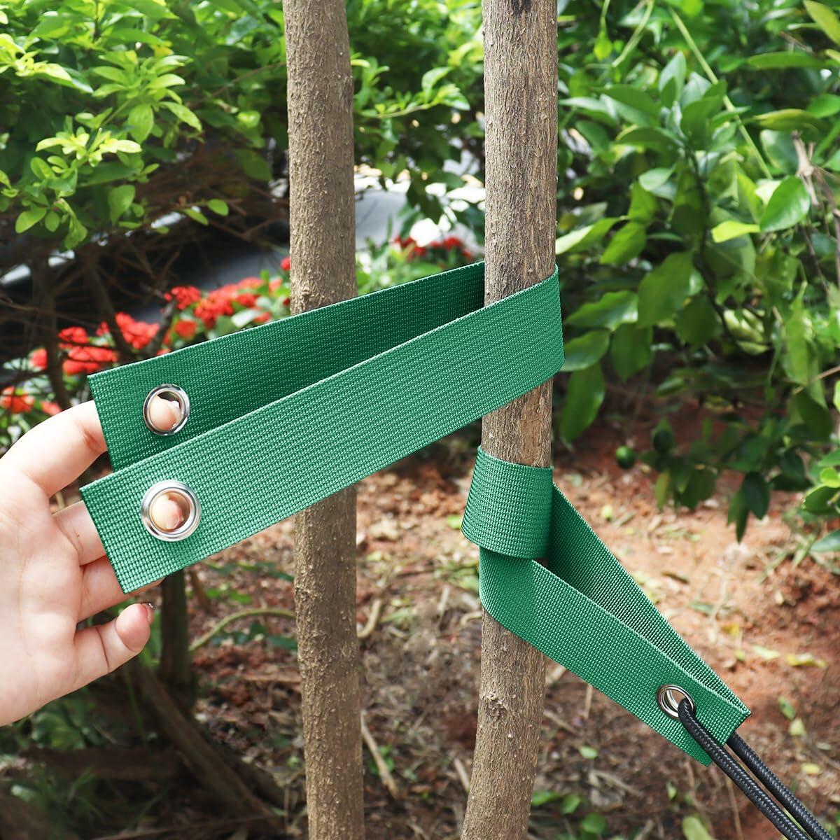 6 PCS Tree Straps 15.7" Green Staking Support Straps with Grommets for Saplings
