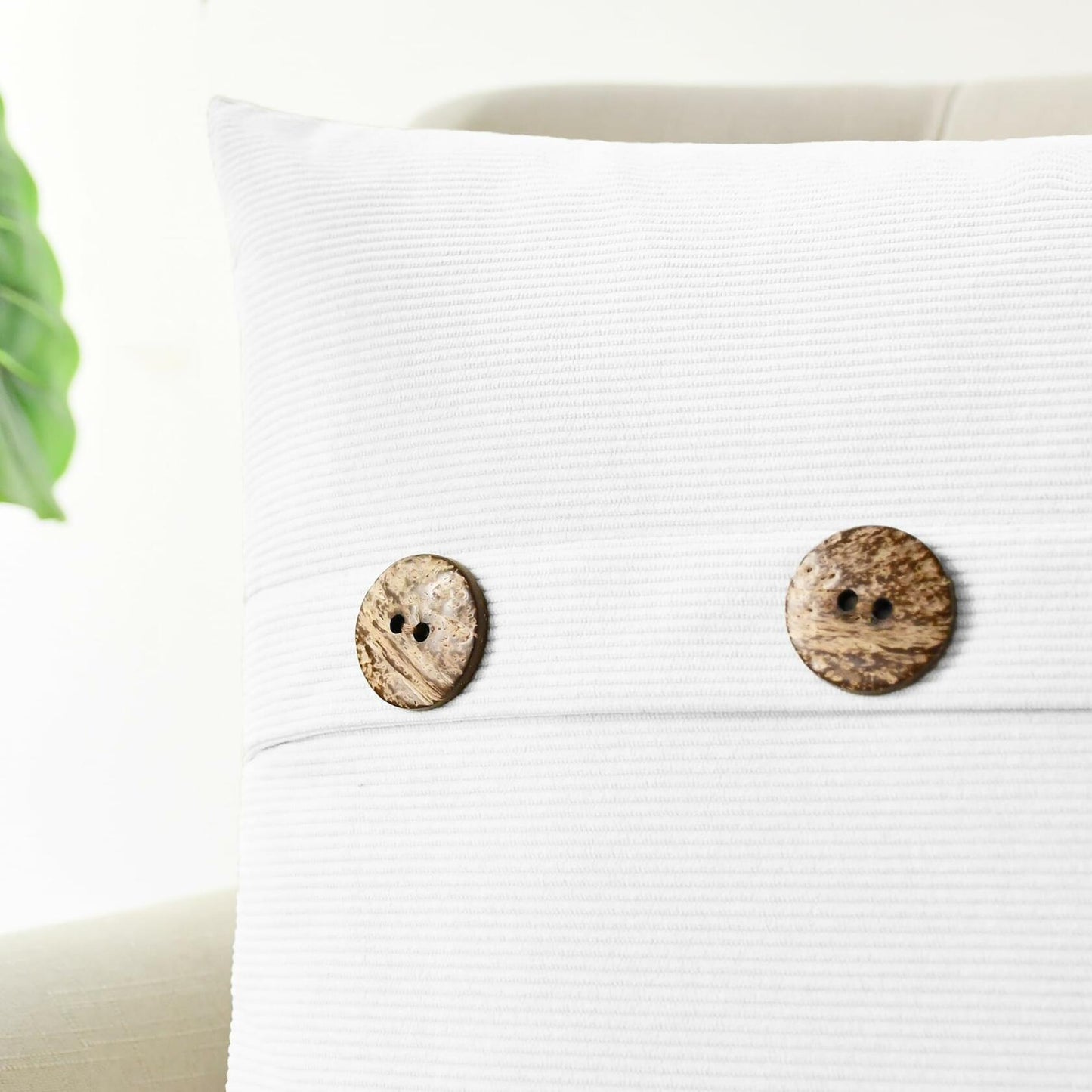 CaliTime Corduroy Striped Throw Pillow Cases 12x20 White Pack of 2