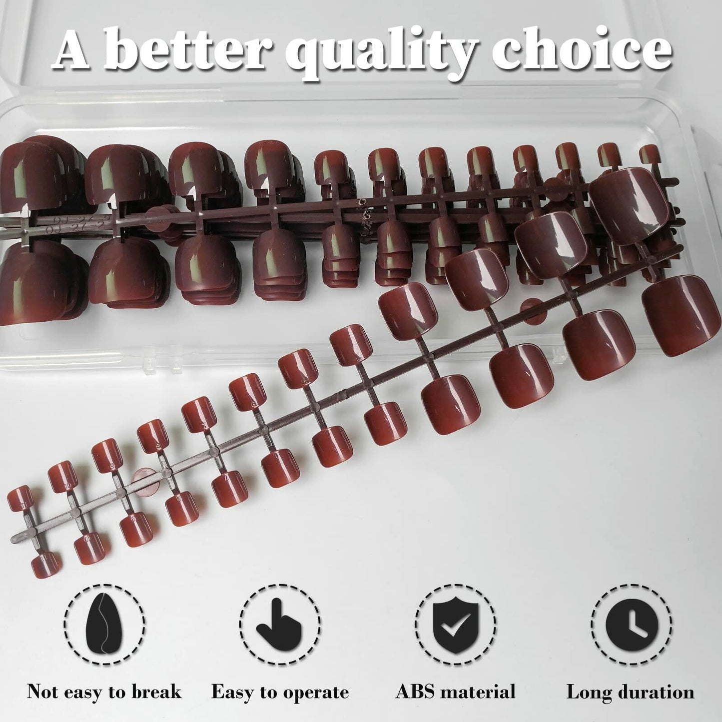 LoveOurHome 240pc Burgundy Glossy Press On Fake Toenails Full Cover Short