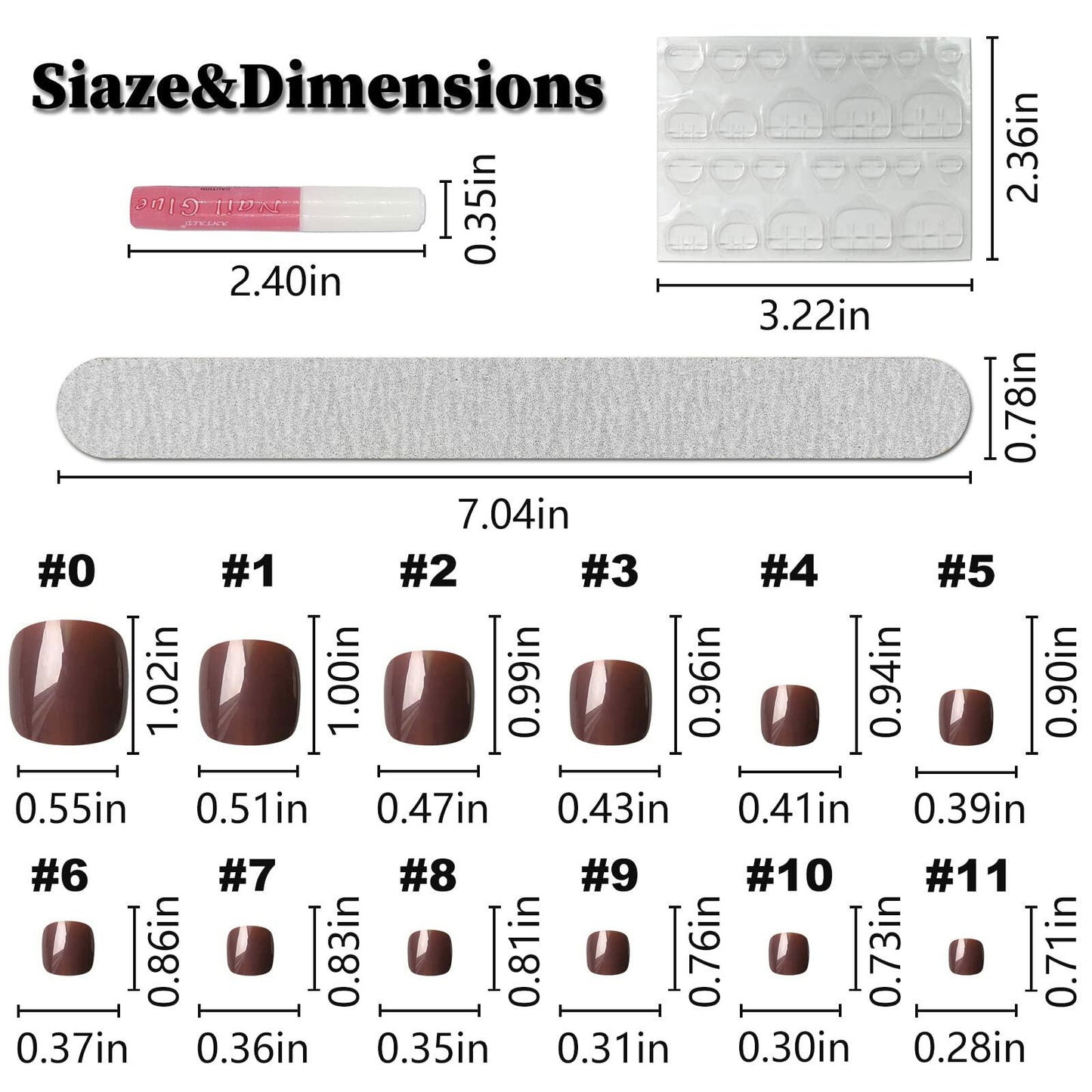 LoveOurHome 240pc Burgundy Glossy Press On Fake Toenails Full Cover Short