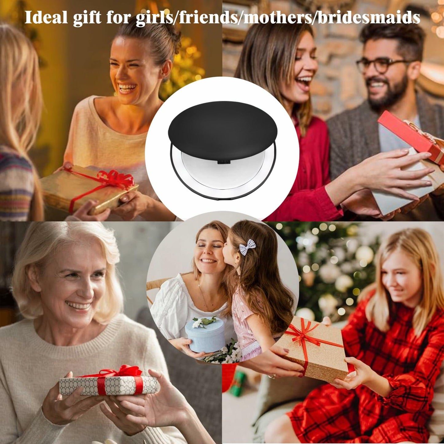 Giazee Rechargeable Lighted Compact Makeup Mirror Green Travel LED 1X/10X