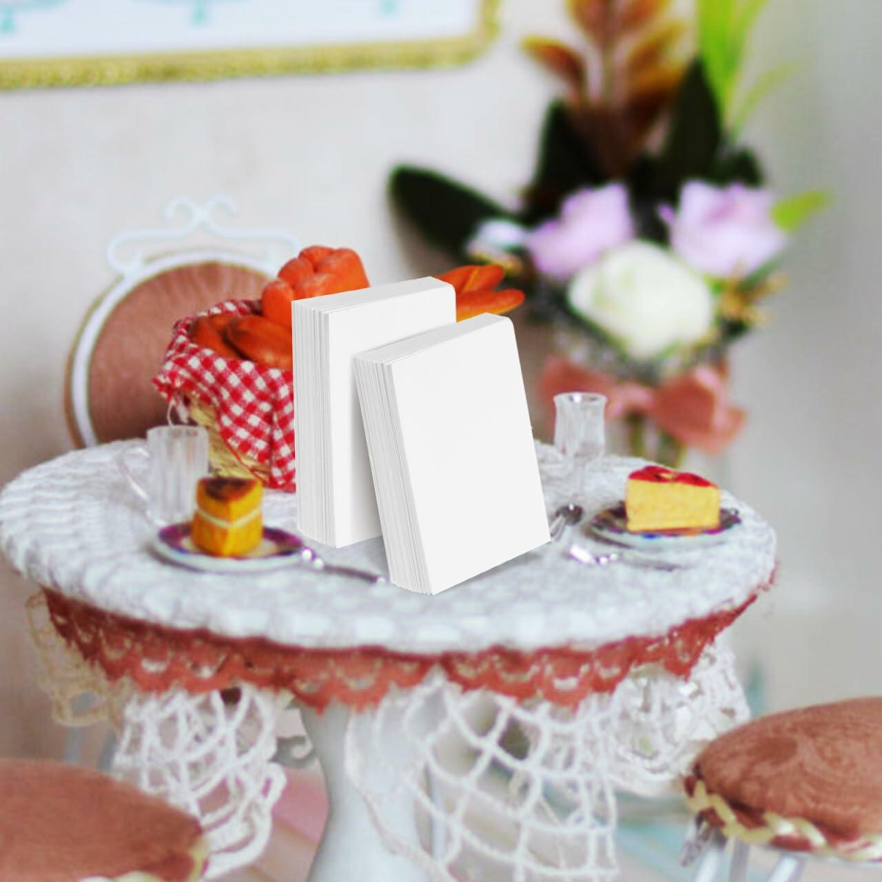 Unomor 50Pcs Miniature Blank Books Dollhouse 1:12 Scale White Paper Crafts