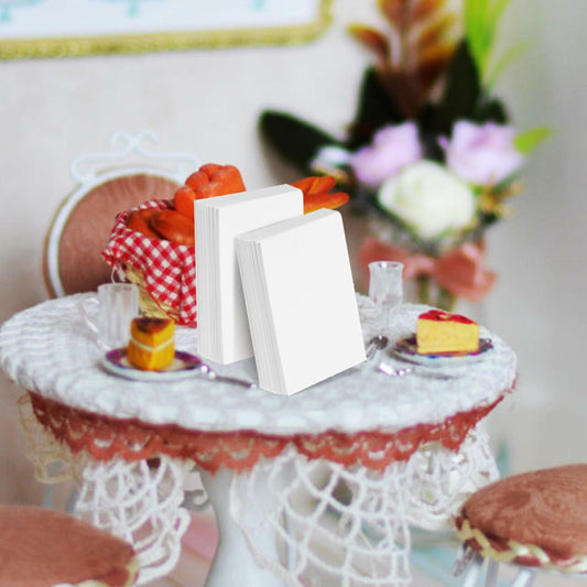 Unomor 50Pcs Miniature Blank Books Dollhouse 1:12 Scale White Paper Crafts