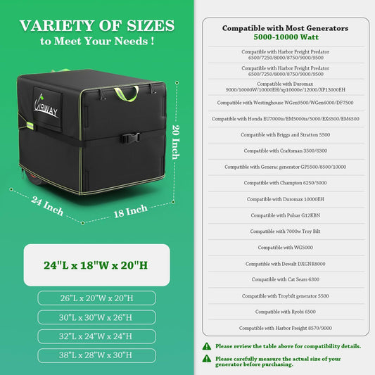 UIRWAY Generator Cover Waterproof 24x18x20in 600D UV-Resistant Heavy Duty
