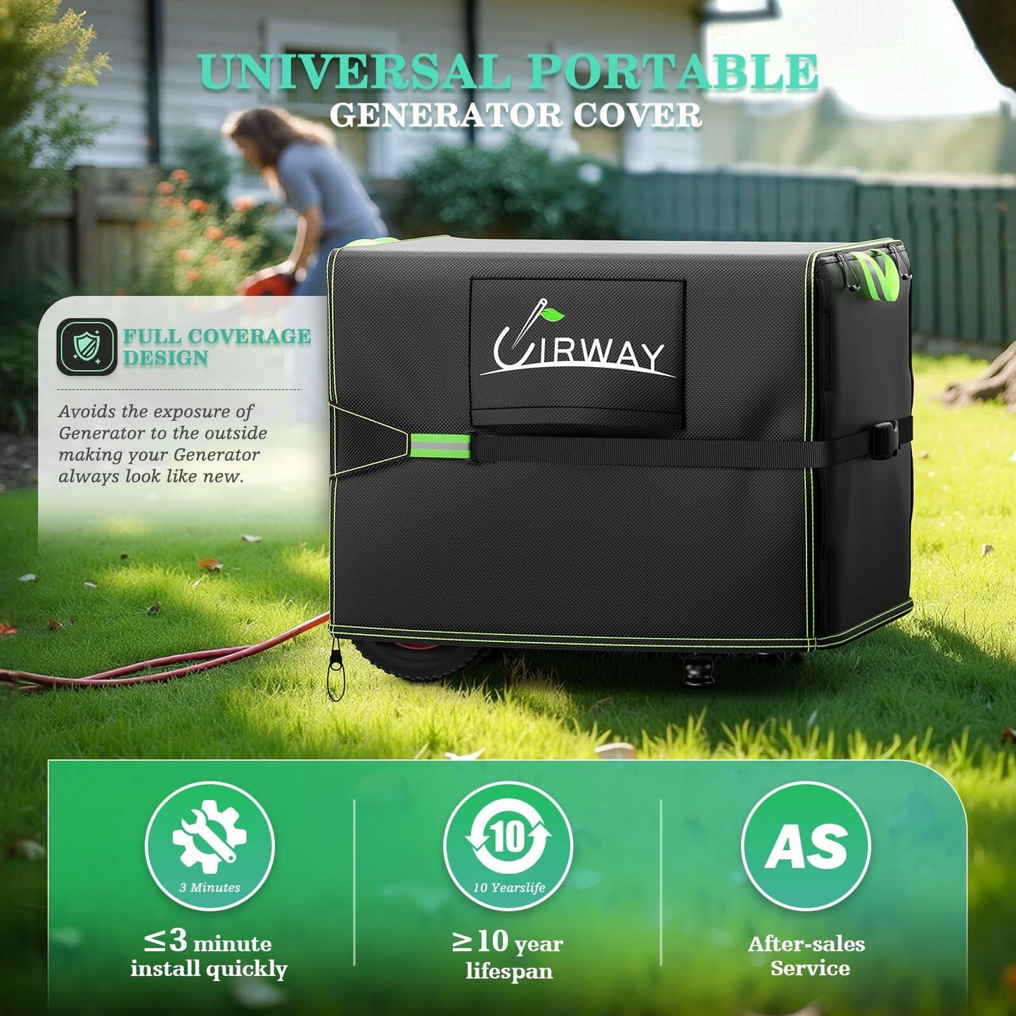UIRWAY Generator Cover Waterproof 24x18x20in 600D UV-Resistant Heavy Duty