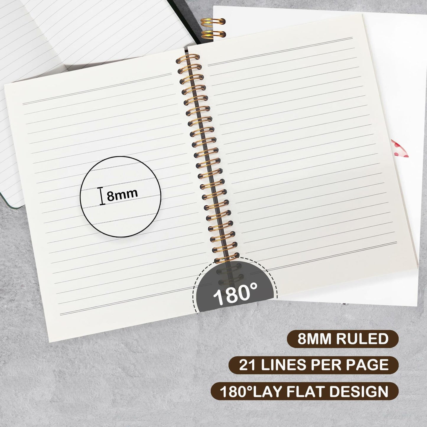 VIIJJUE Coquette Pink Bow Cherry Hardcover Spiral Notebook 5.5x8.3 Inch