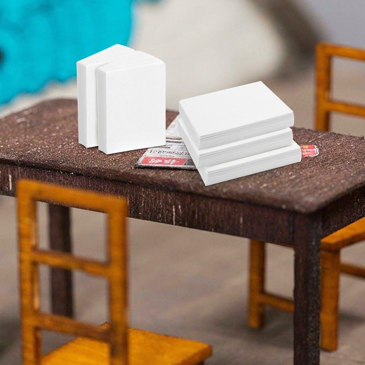 Unomor 50Pcs Miniature Blank Books Dollhouse 1:12 Scale White Paper Crafts