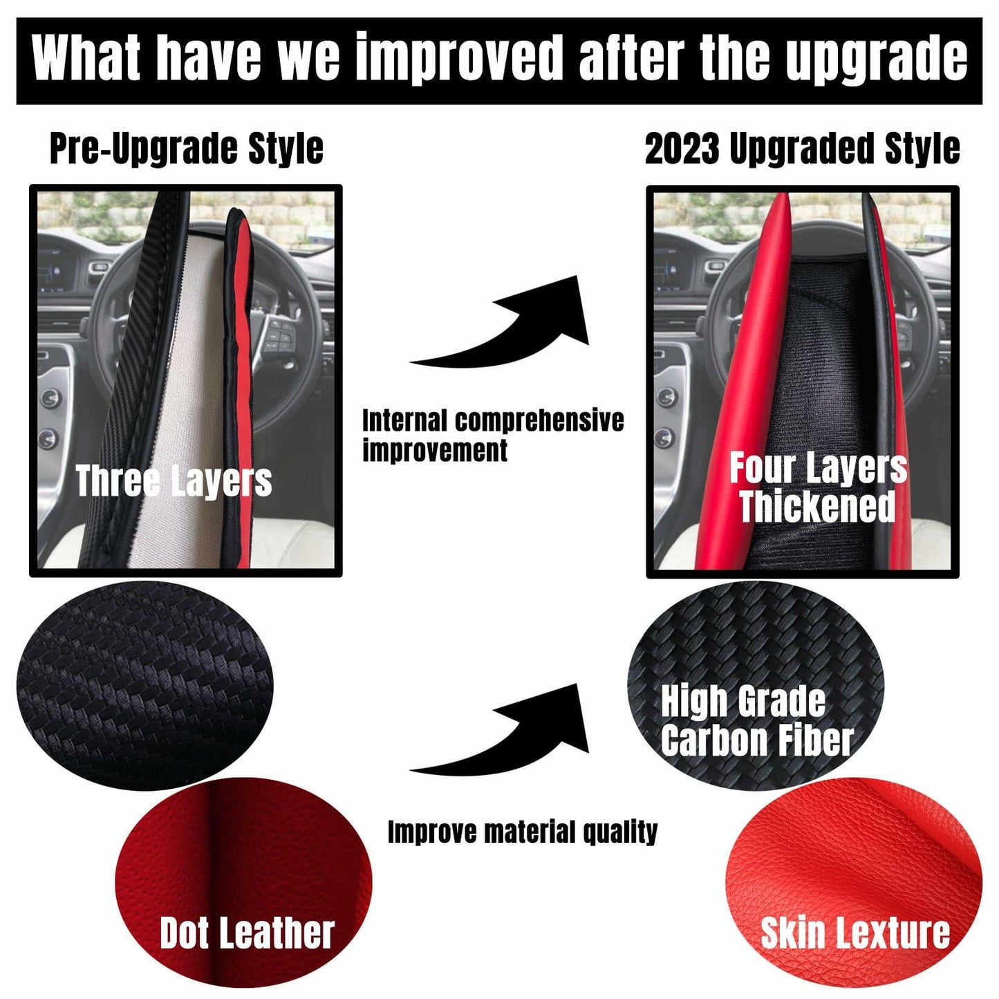 MVJAA Carbon Fiber Leather Seat Belt Covers, Thickening Pad, 2 Pack Black