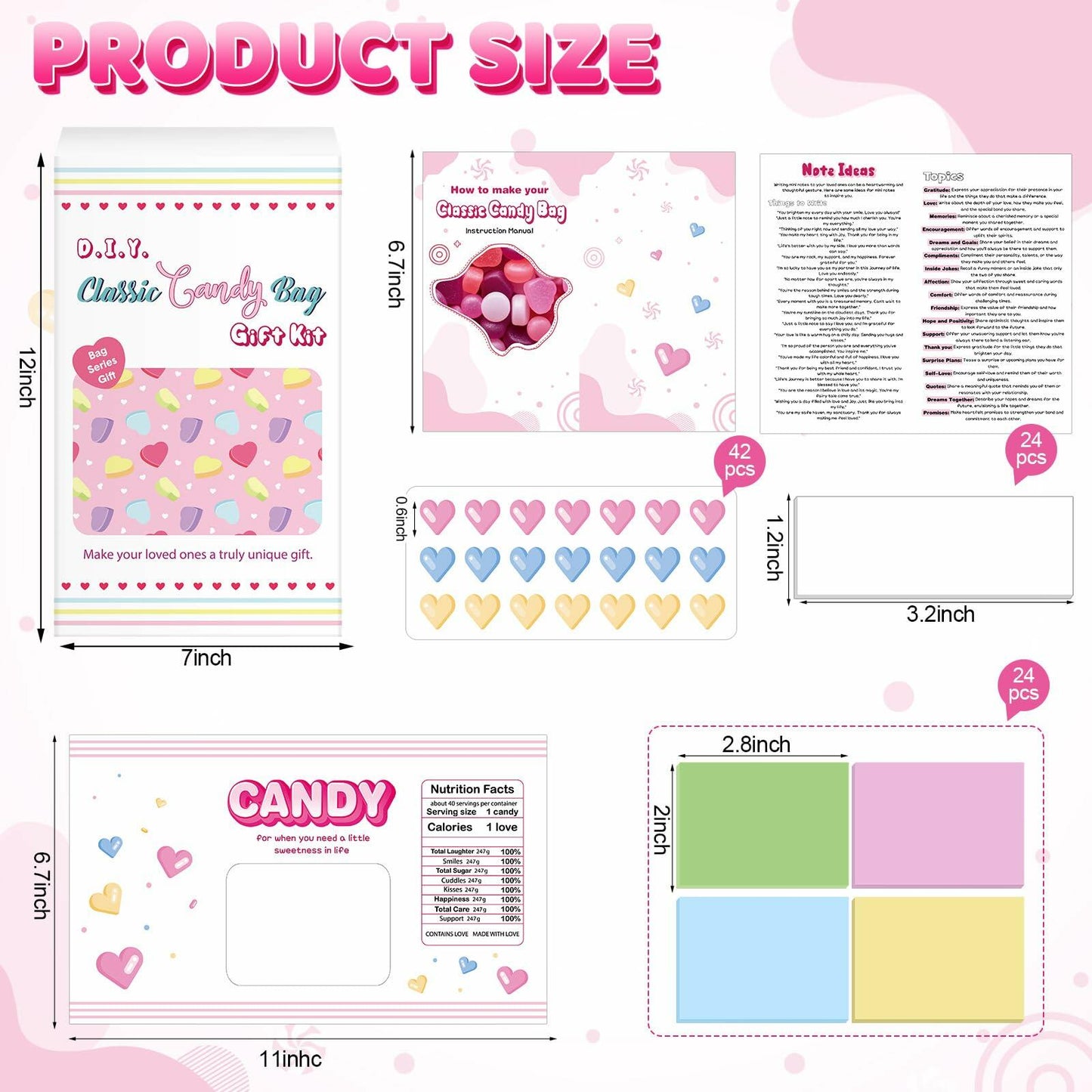 Sadnyy DIY Emotional Support Candy Bags 24 Count Positive Affirmation Kit