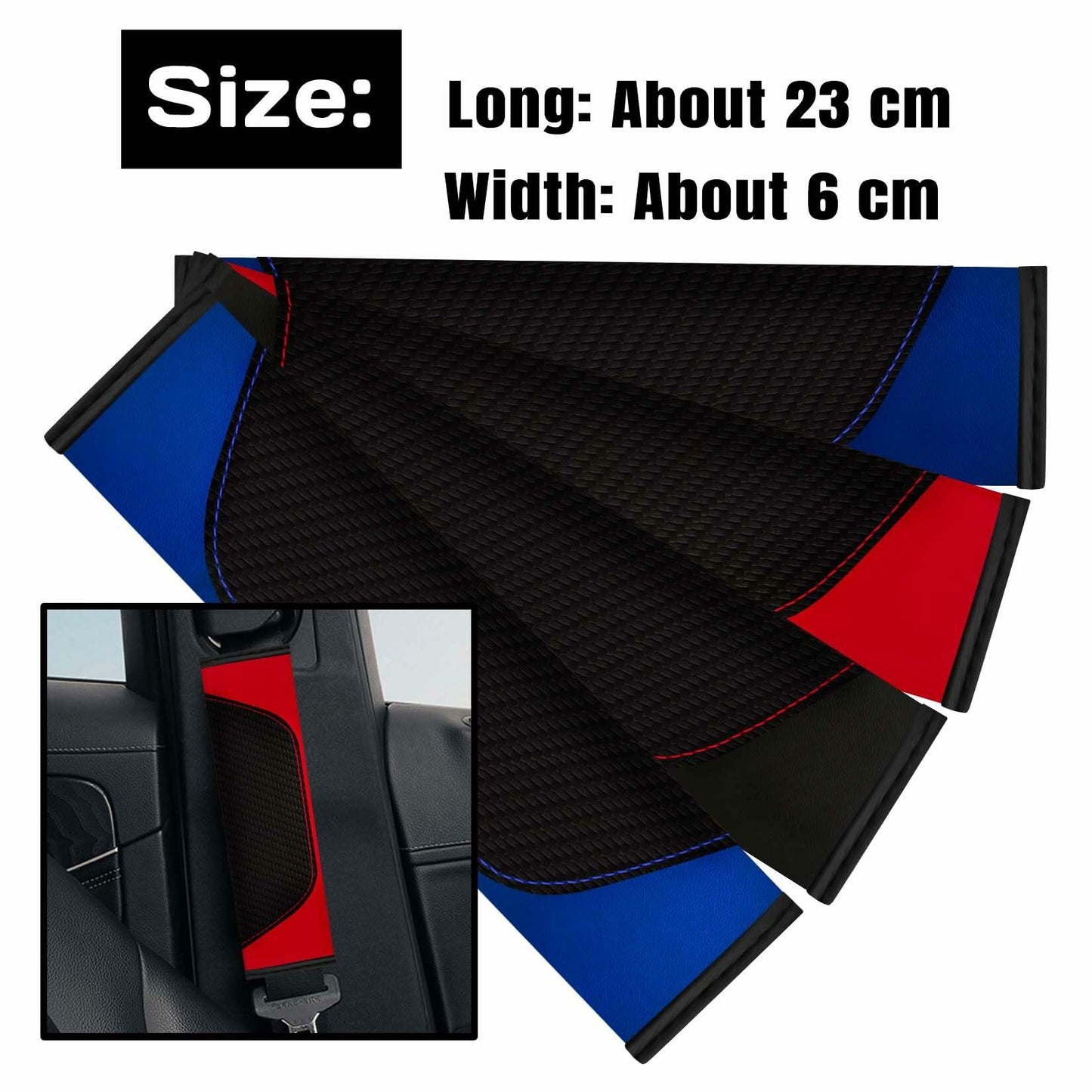 MVJAA Carbon Fiber Leather Seat Belt Covers, Thickening Pad, 2 Pack Black