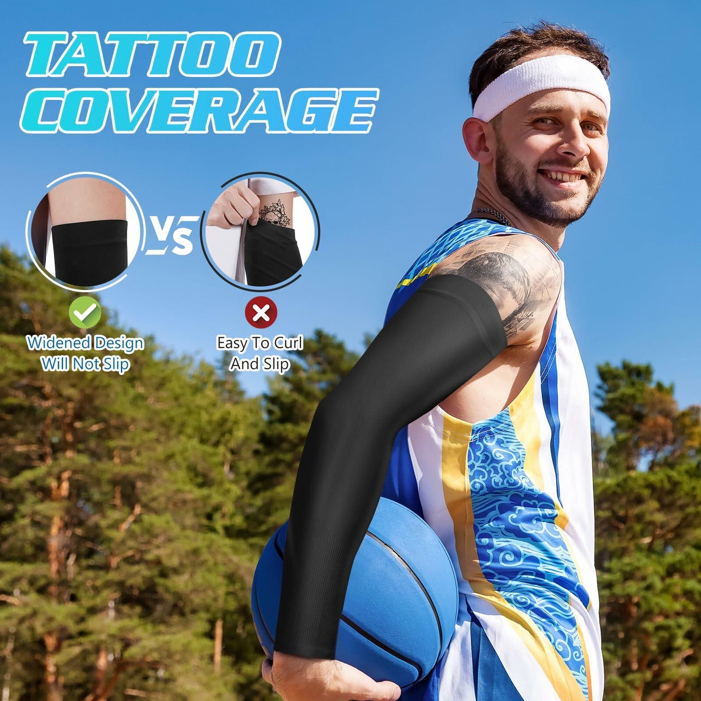 Finvizo UV Sun Protection Arm Sleeves Cooling Compression 6 Pairs One Size