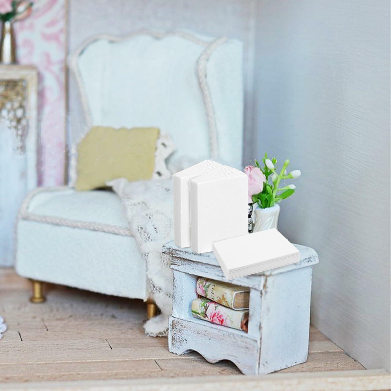 Unomor 50Pcs Miniature Blank Books Dollhouse 1:12 Scale White Paper Crafts