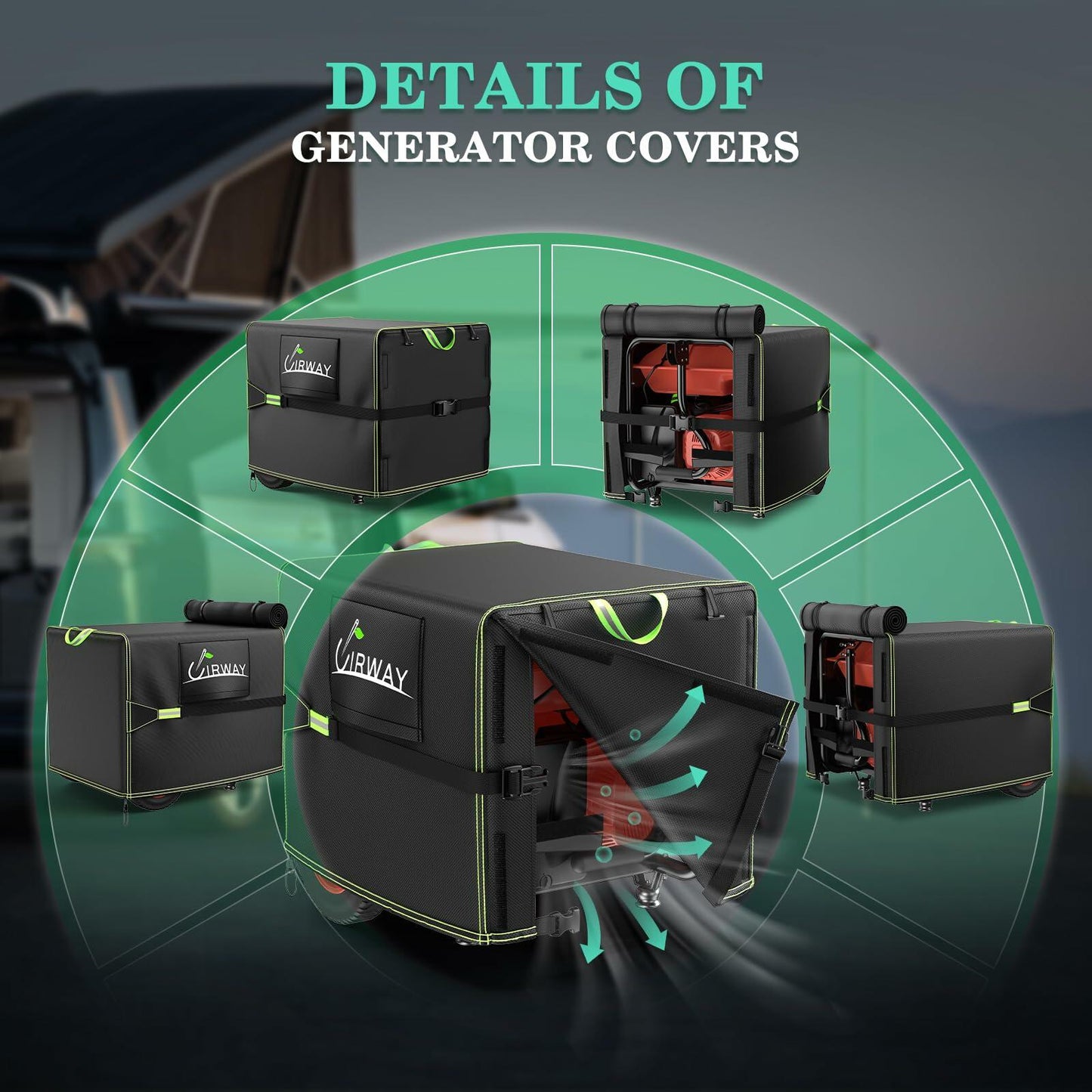 UIRWAY Generator Cover Waterproof 24x18x20in 600D UV-Resistant Heavy Duty