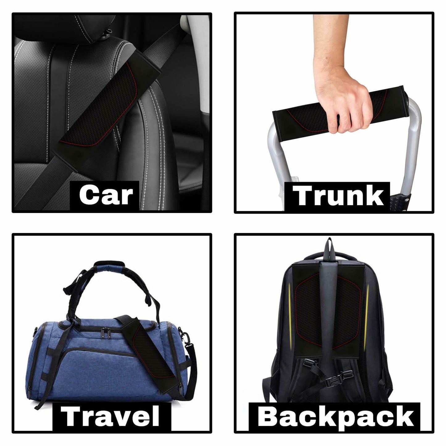 MVJAA Carbon Fiber Leather Seat Belt Covers, Thickening Pad, 2 Pack Black