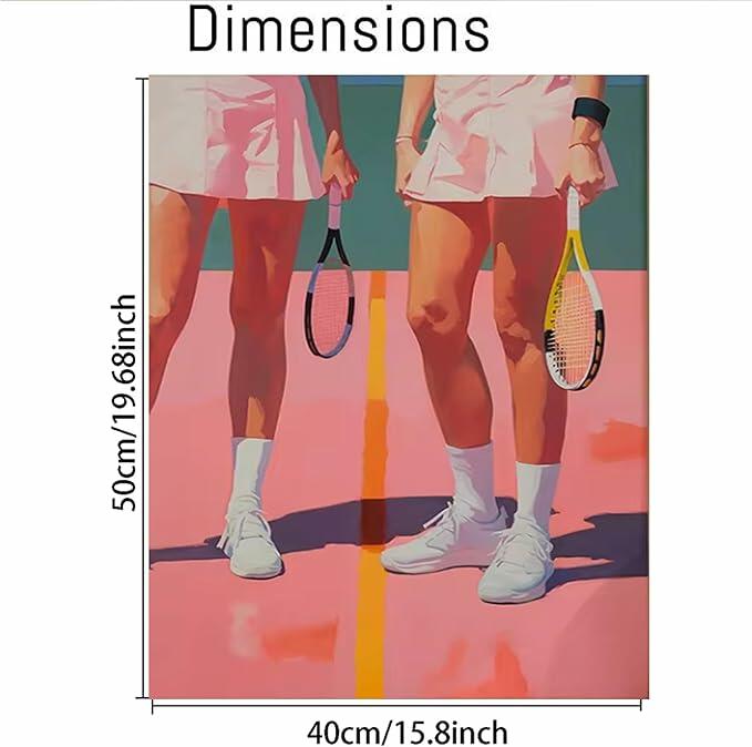 cupmod Vintage Sport Paint by Numbers Kit Retro Tennis 16x20 inch