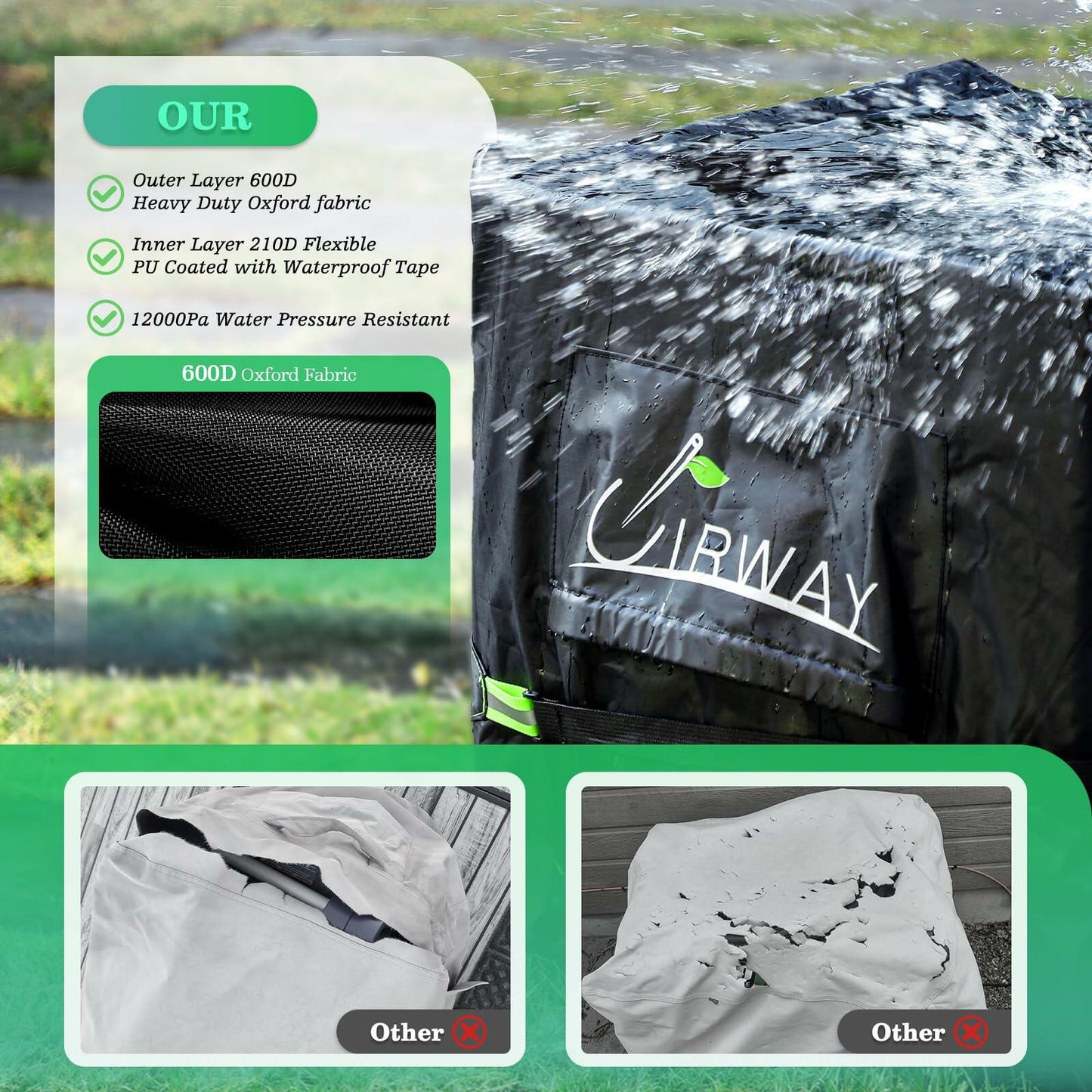 UIRWAY Generator Cover Waterproof 24x18x20in 600D UV-Resistant Heavy Duty