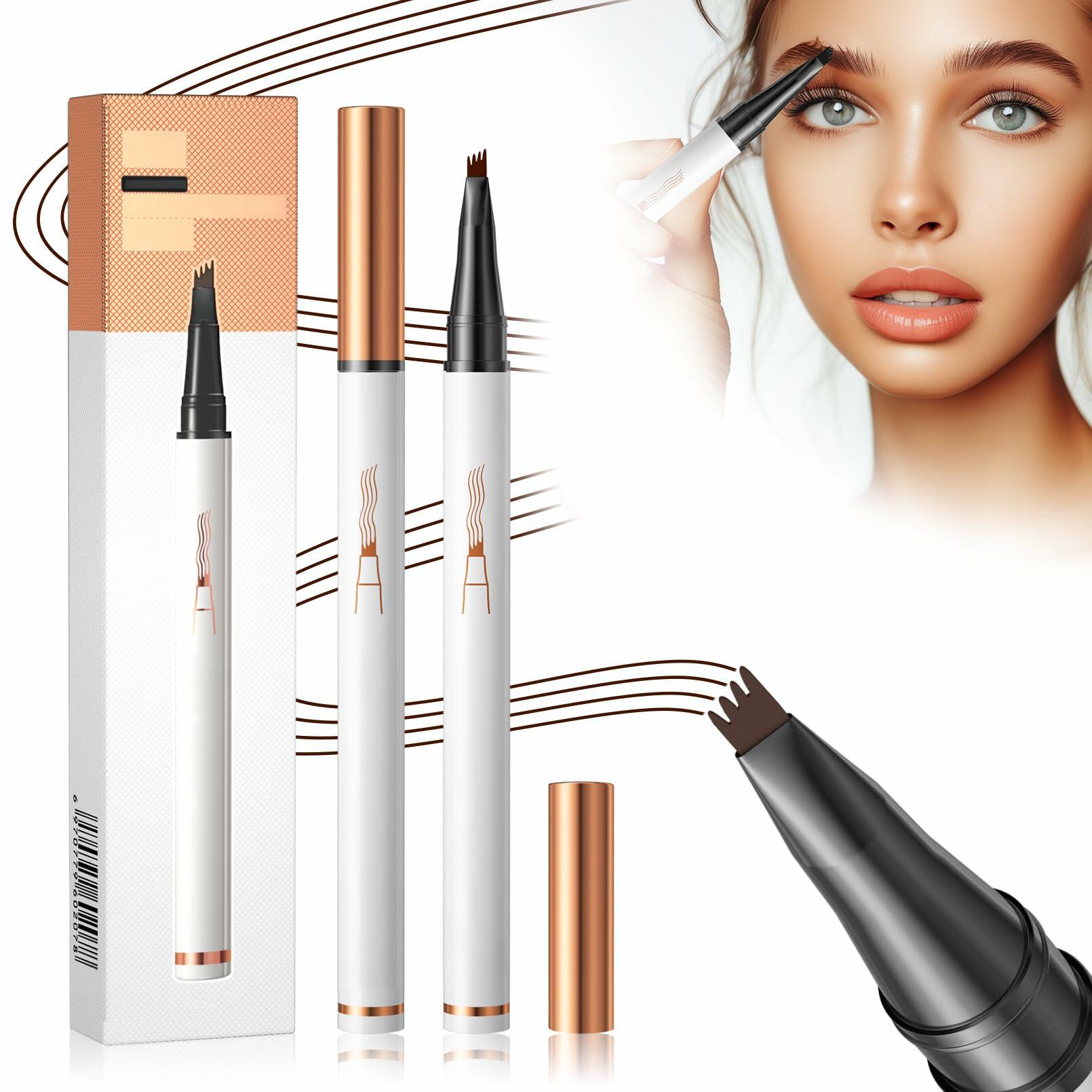 YIWANLLE Eyebrow Microblading Pen 3D Waterproof 4 Fork Tip Dark Coffee 1 Count