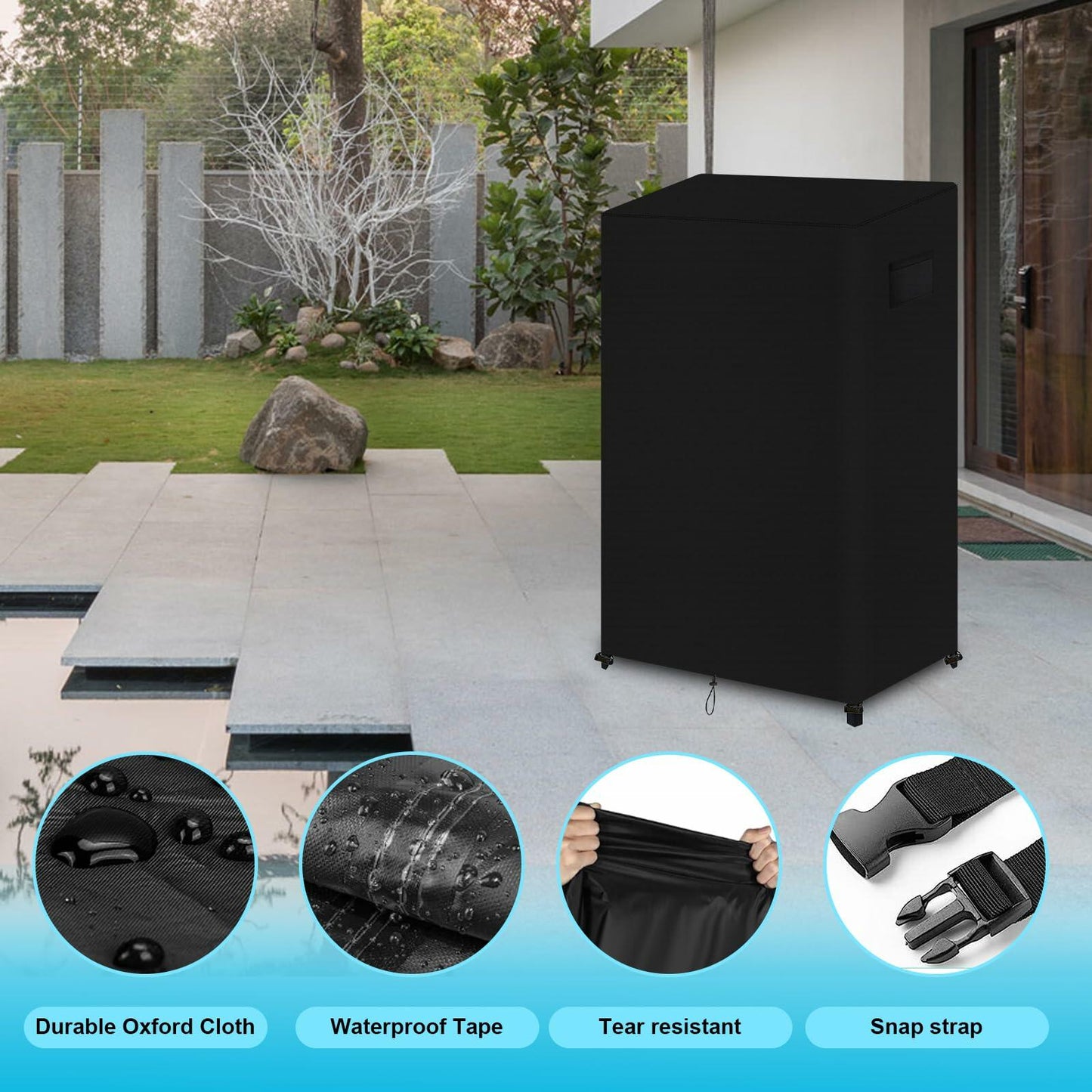 GJMZTQG Heavy Duty Outdoor Turkey Fryer Cover 600D Waterproof Black 15.7x29.9"