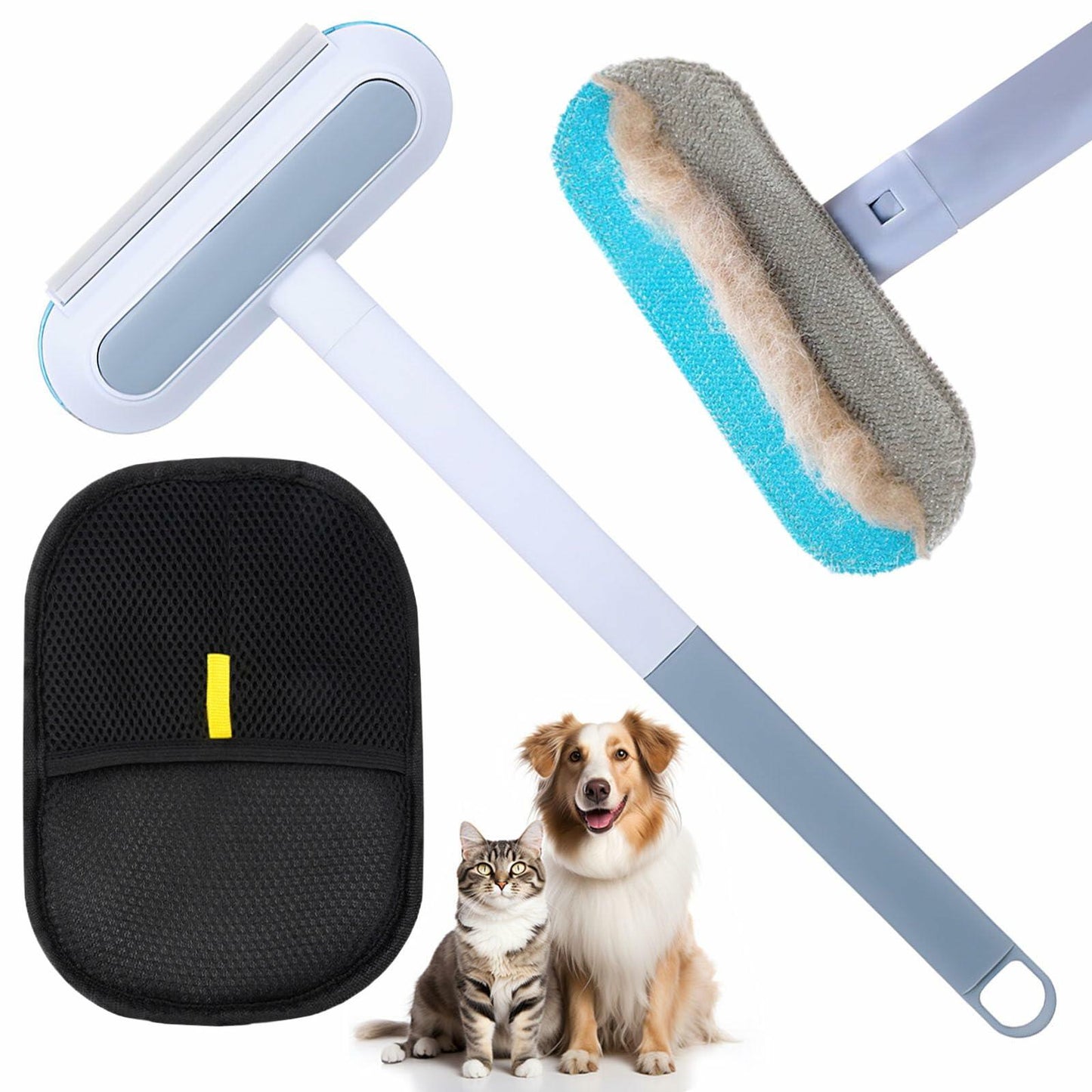 Generic Pet Hair Remover Glove 4-in-1 Brush 17in Handle Black Ergonomic Grip