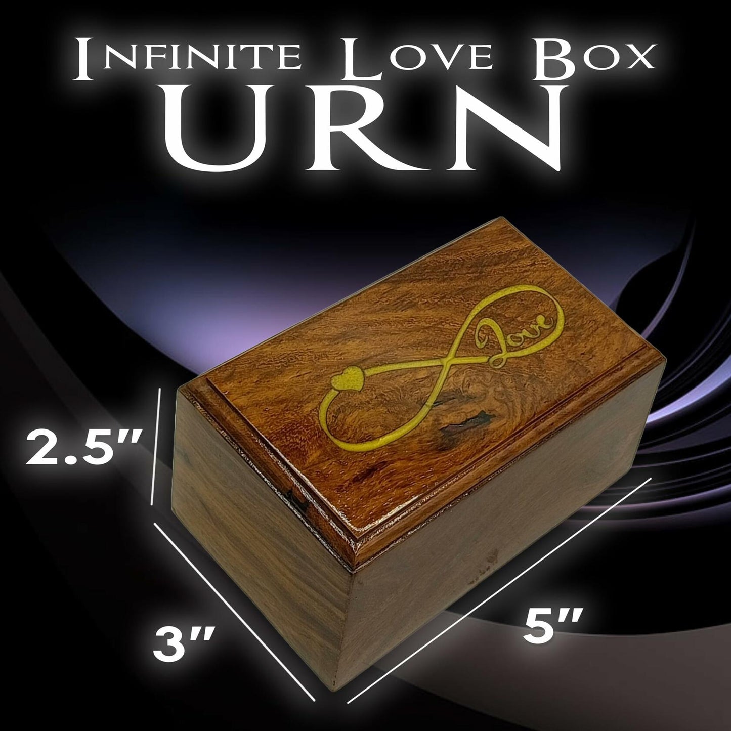 AYZCORP Wooden Urn Infinity Love Design Rosewood Pet Cremation Box