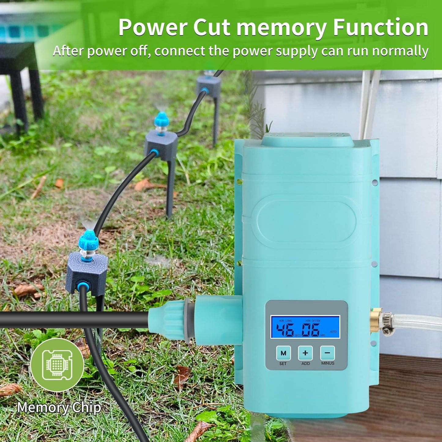 RUNWUSHENG Automatic Drip Irrigation Sprinkler Kit LCD Display 15 Nozzles