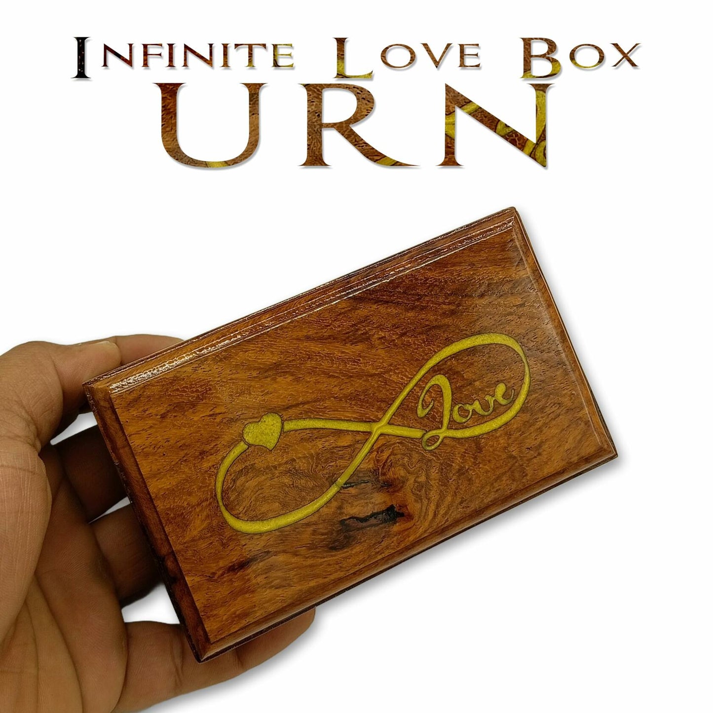 AYZCORP Wooden Urn Infinity Love Design Rosewood Pet Cremation Box