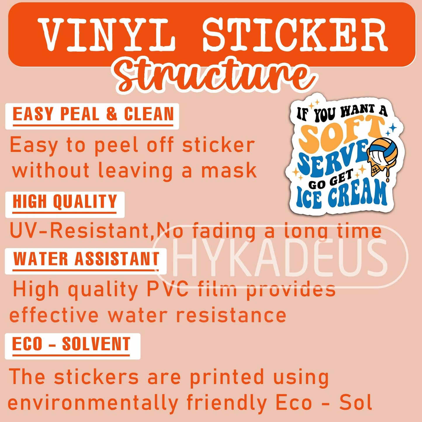 HYKADEUS Funny Volleyball Stickers Motivational Decal 3"x2.9" 3Pcs Vinyl