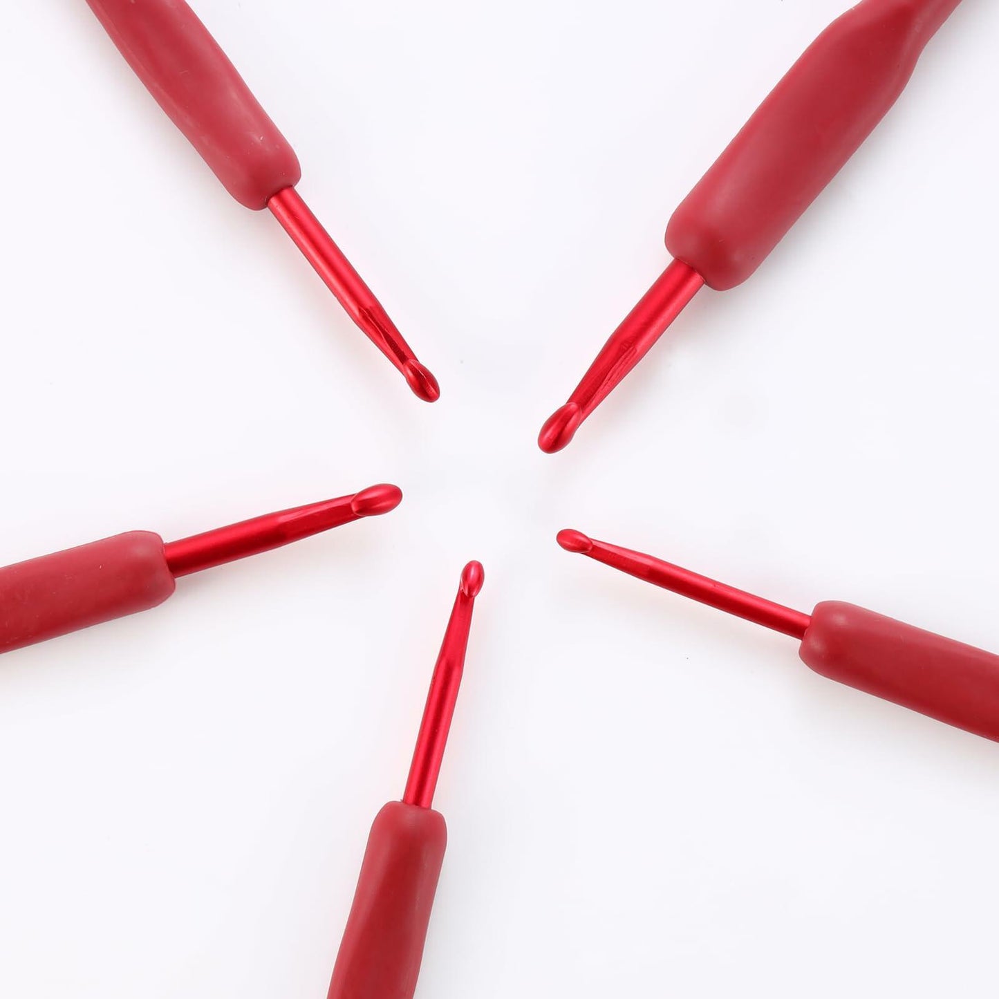 OYEUYID Red Crochet Hook Set 9 Sizes 2-6mm Soft Handle Aluminum