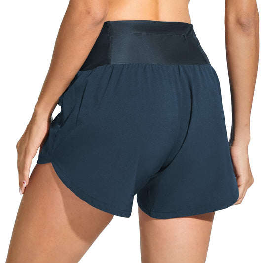 Cagola Women's High Waisted Tummy Control Swim Shorts Black 5" Inseam Size M