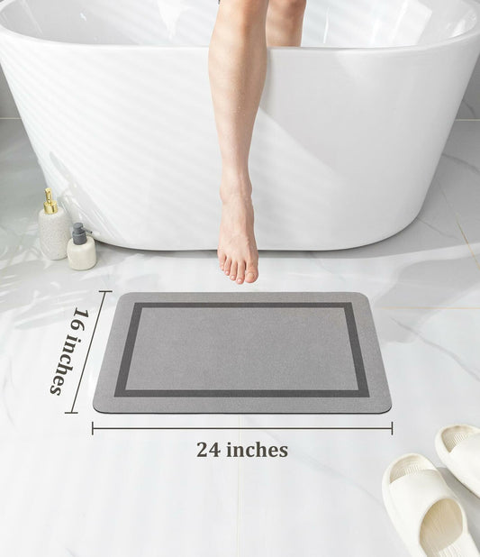 chakme Bathroom Mat Rug Non Slip Quick Dry Ultra Thin 24x16 Grey