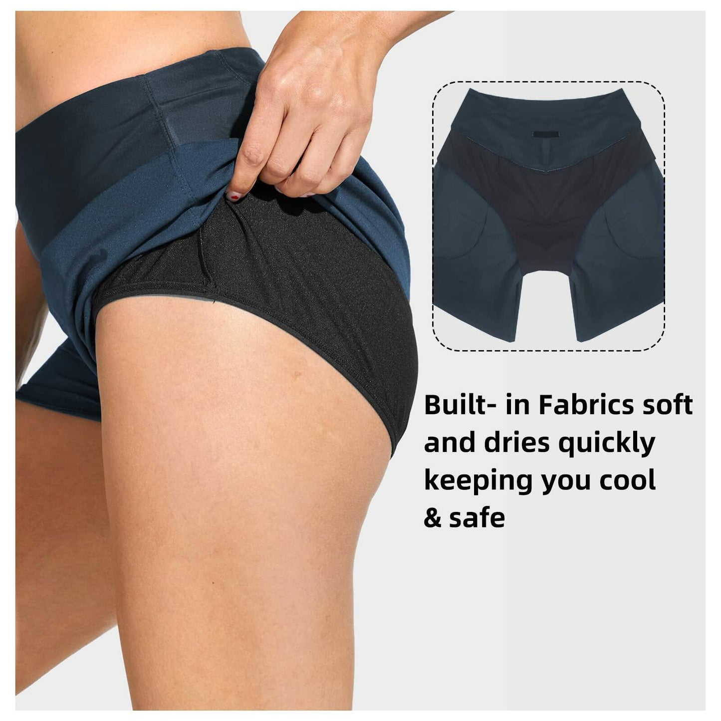 Cagola Women's High Waisted Tummy Control Swim Shorts Black 5" Inseam Size M