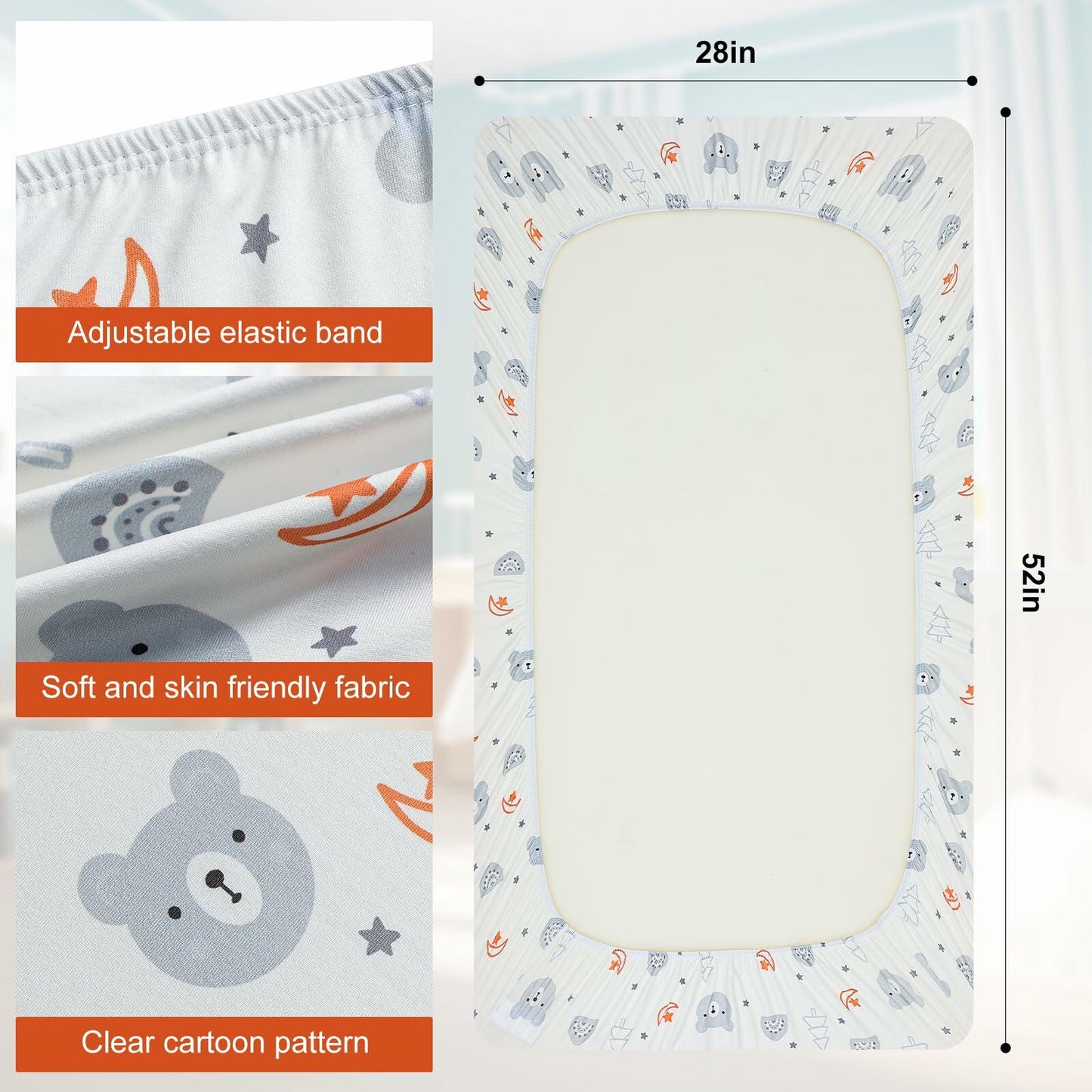 FHMJYH 2PC Super Soft Stretch Knit Crib Sheet Set Microfiber 52x28 Brown Beige