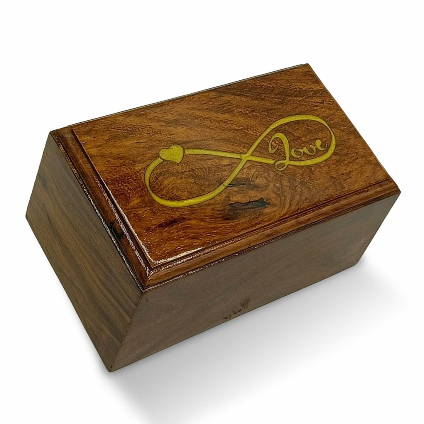 AYZCORP Wooden Urn Infinity Love Design Rosewood Pet Cremation Box