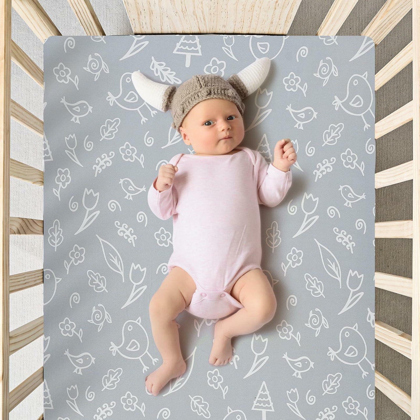 FHMJYH 2PC Super Soft Stretch Knit Crib Sheet Set Microfiber 52x28 Brown Beige