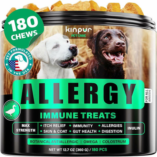 Kinpur Pet Care Natural Dog Allergy Chews 180 Treats Itch Relief