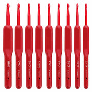 OYEUYID Red Crochet Hook Set 9 Sizes 2-6mm Soft Handle Aluminum