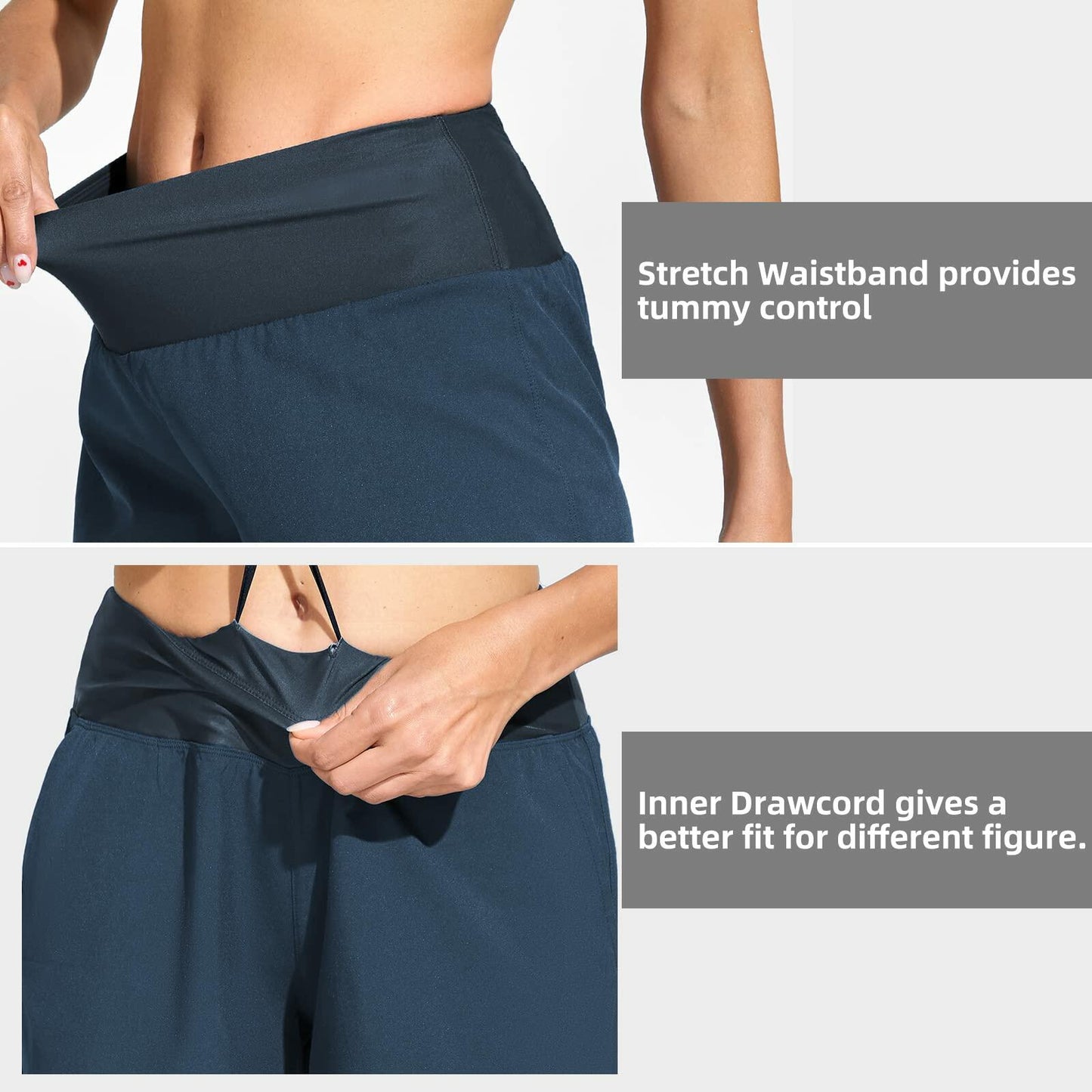 Cagola Women's High Waisted Tummy Control Swim Shorts Black 5" Inseam Size M