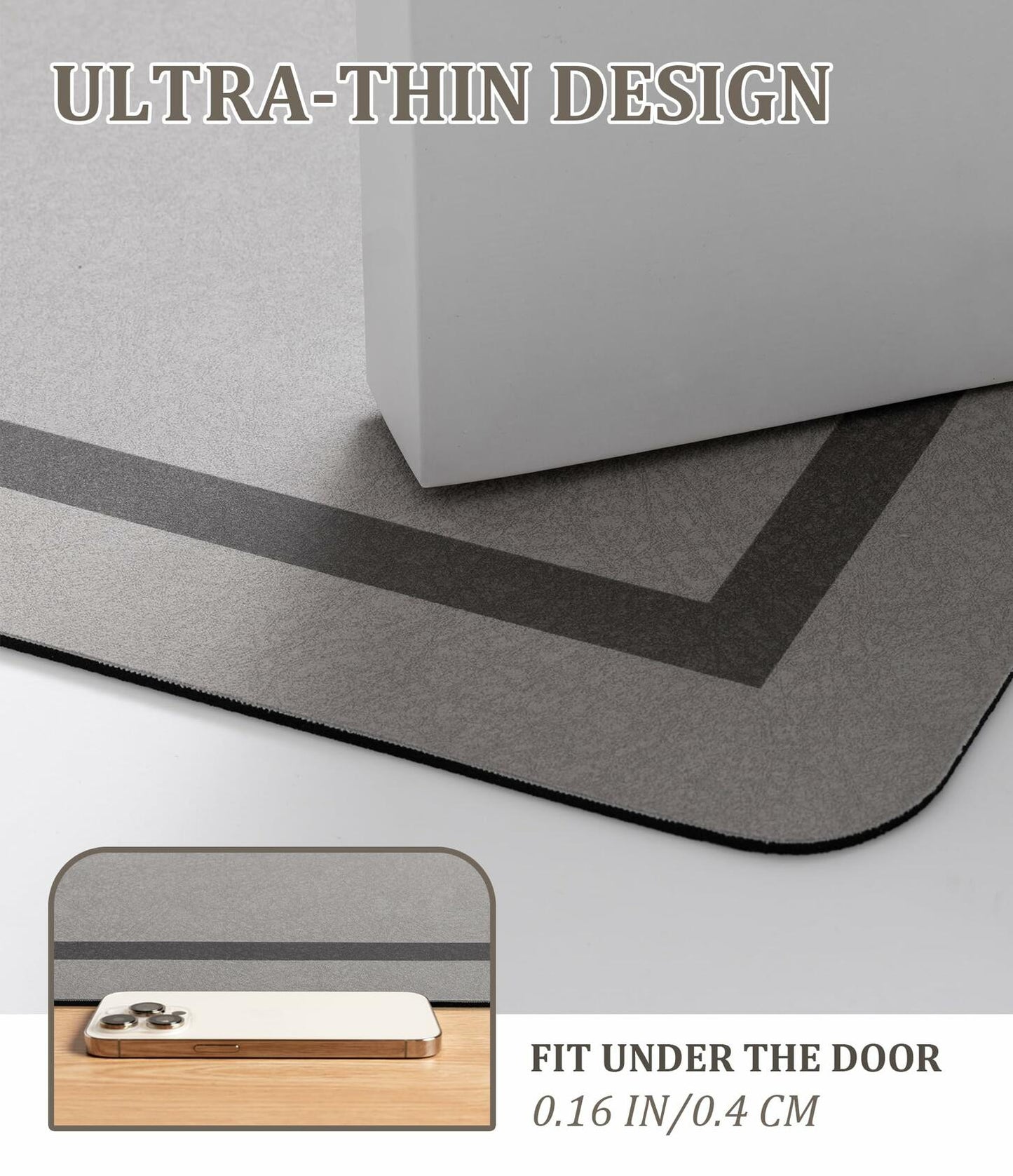 chakme Bathroom Mat Rug Non Slip Quick Dry Ultra Thin 24x16 Grey