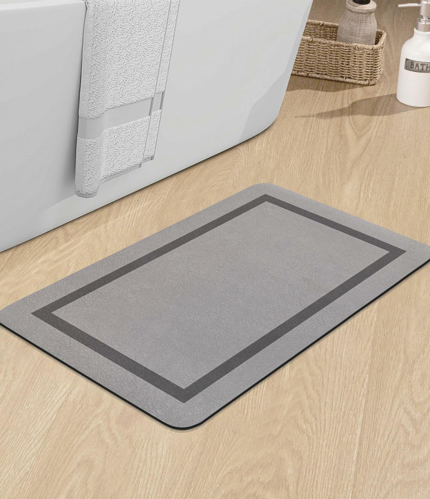 chakme Bathroom Mat Rug Non Slip Quick Dry Ultra Thin 24x16 Grey
