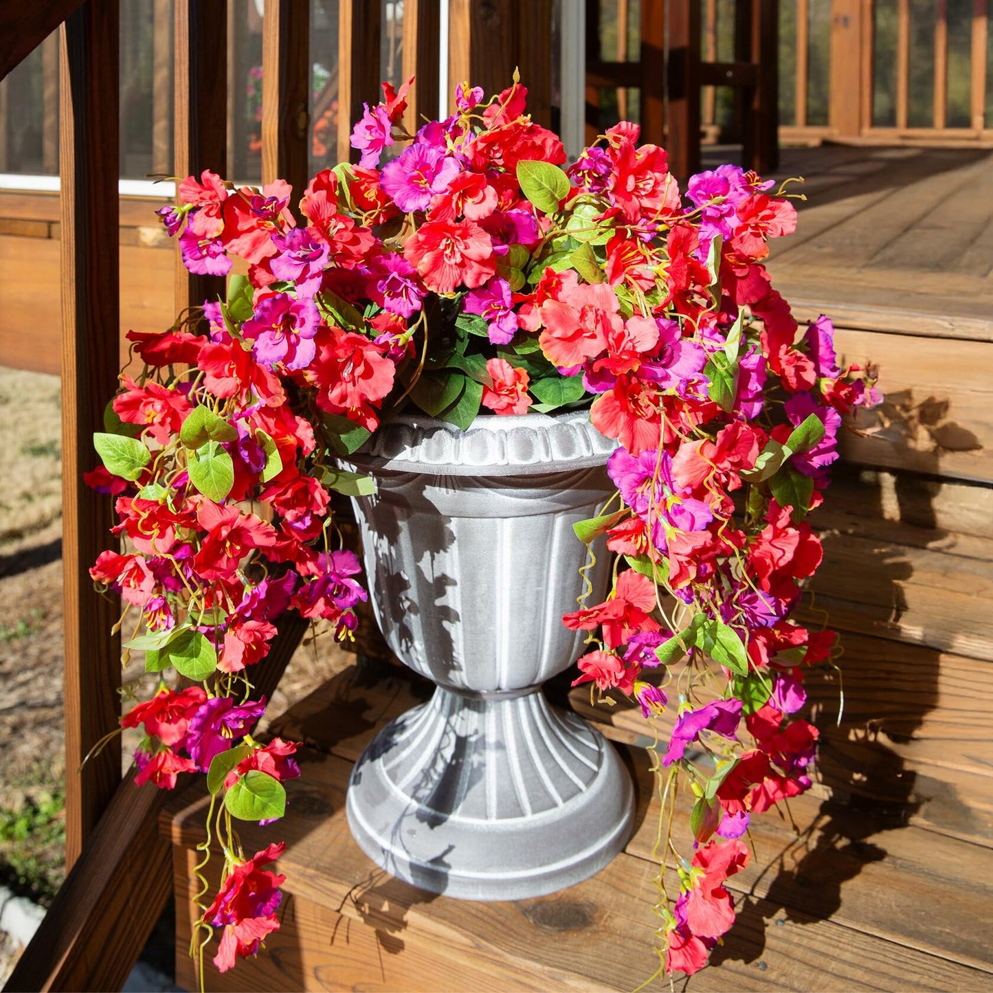 Ivydale Artificial Hibiscus Hanging Flowers UV Resistant Outdoor 2pcs Fuchsia