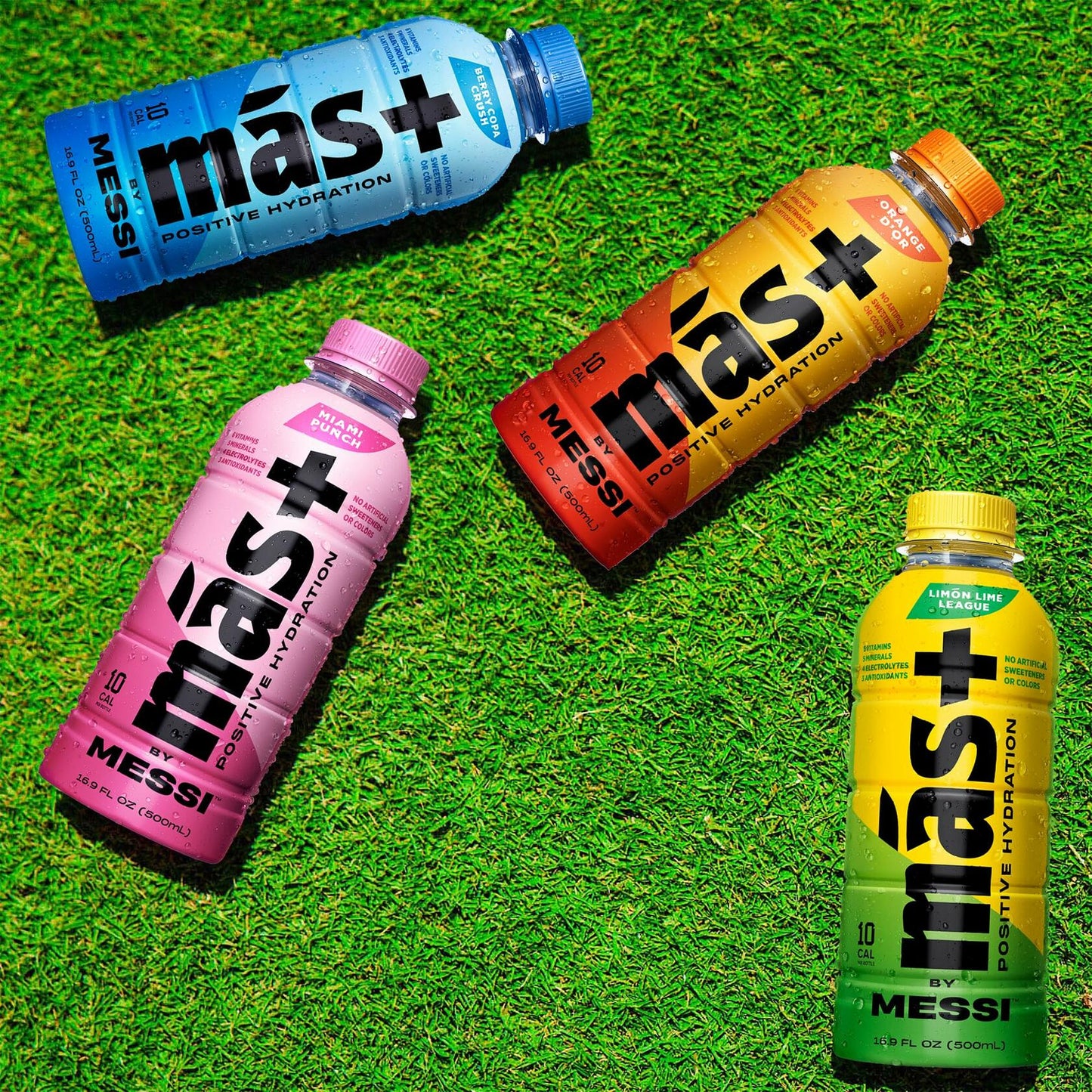 Más+ by Messi Sports Drink Miami Punch 16.9oz 12-Pack Vitamins Electrolytes