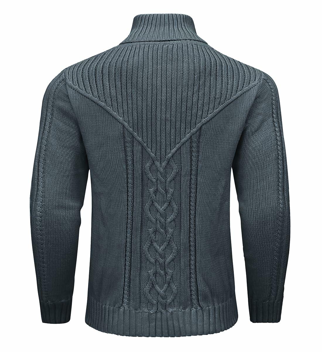 SAVKOOV Men's Shawl Collar Cable Knit Pullover Sweater Deep Gray Size 3X-Large