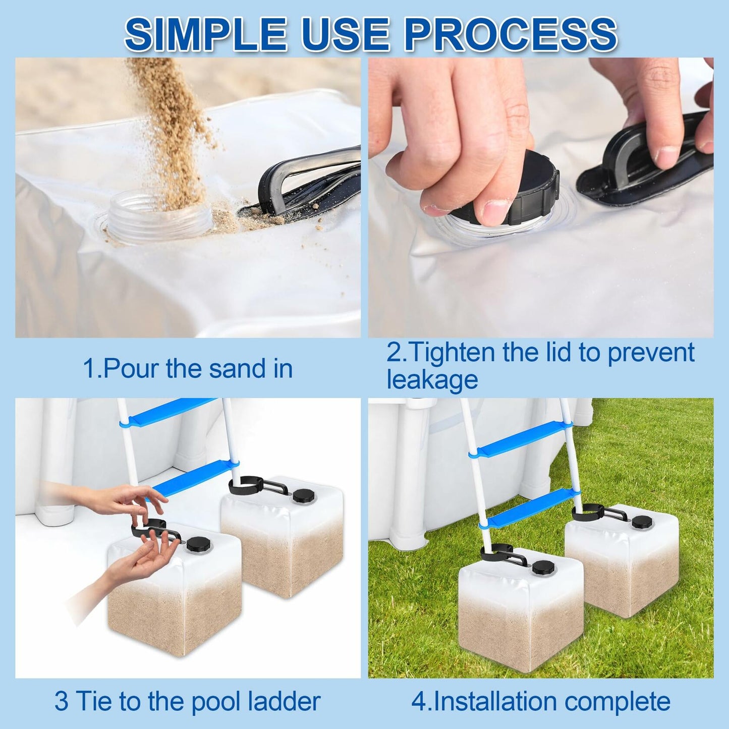 Desunqin 2PCS Pool Ladder Weights 20L Heavy Duty 500D PVC Waterproof Sand Bags