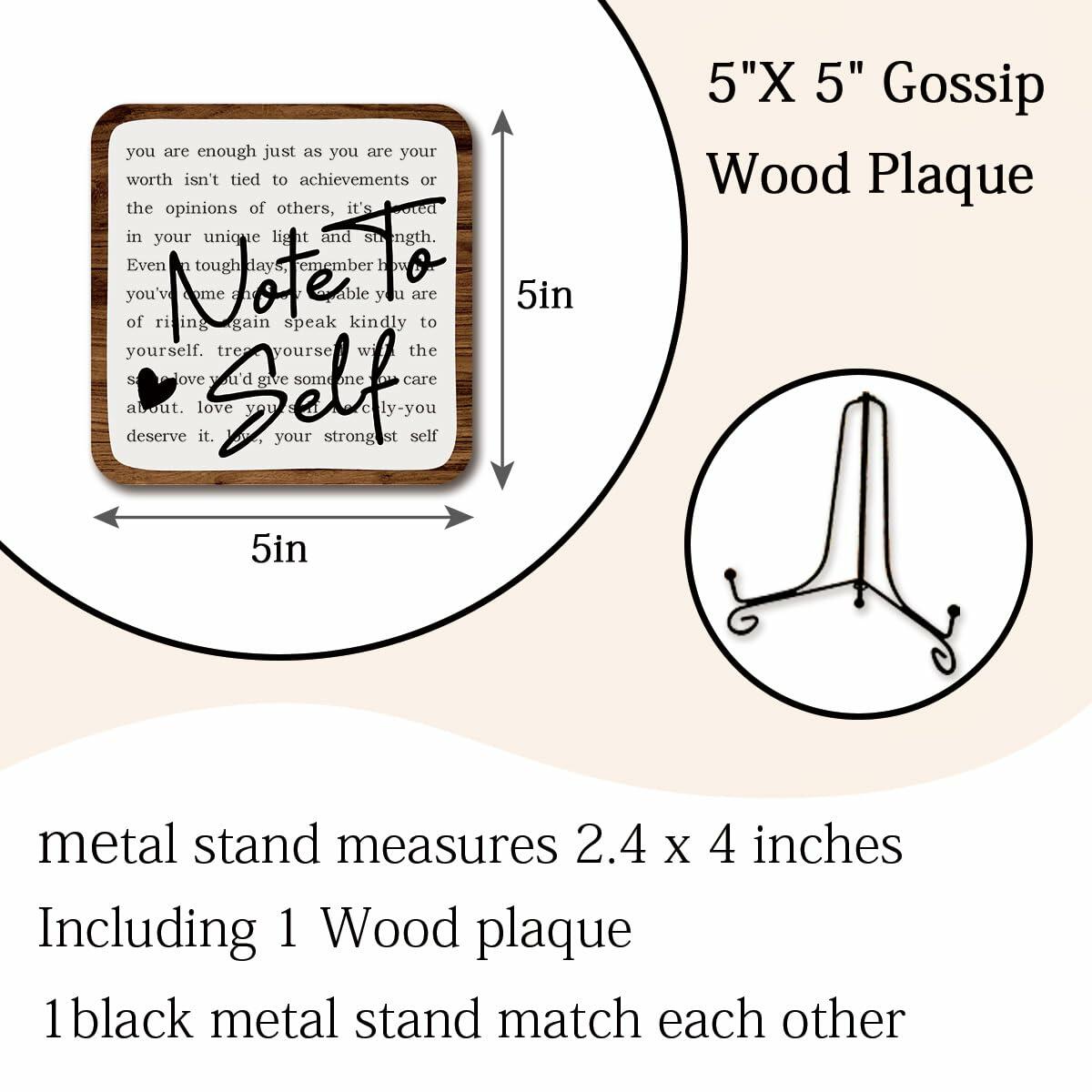 Ketsord Gossip 5x5 Black Wood Plaque Note To Self Inspirational Sign