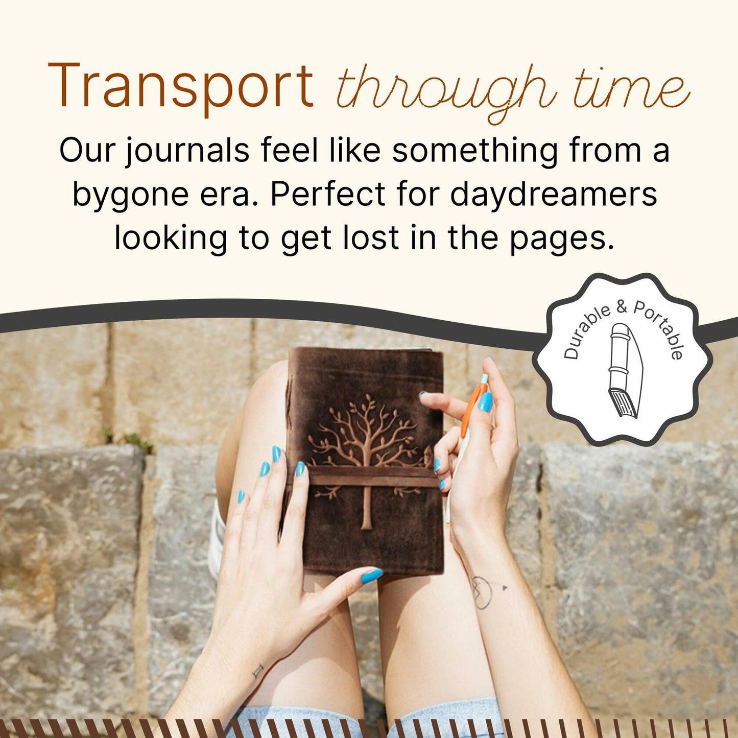 NomadCraftsCo. Vintage Leather Journal Tree of Life Embossed 11.5x8.25 Brown